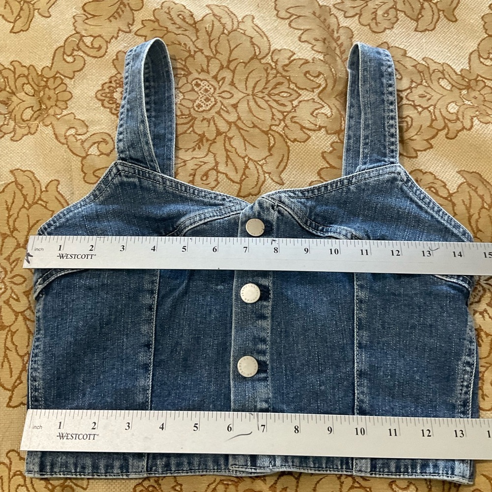 AG Adriano Goldschmied denim cropped front button tank, Sz M - Picture 12 of 16